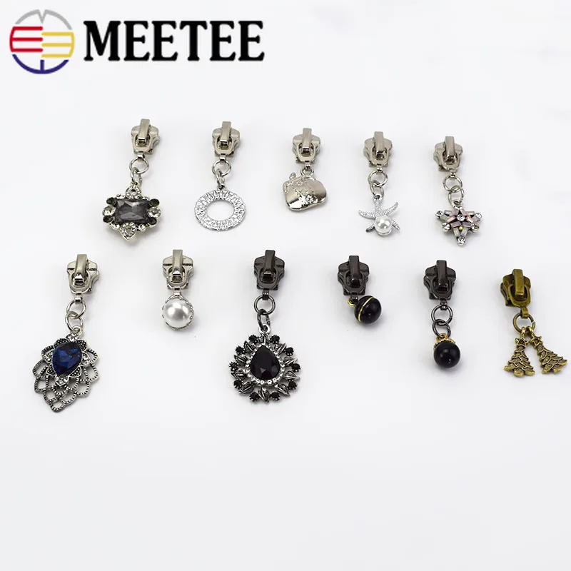 Meetee 5 шт. 5# металлические ползунки для молнии голова для металлической молнии DIY куртки одежда молния кулон Ремонтный комплект сумка Одежда Декор Аксессуары