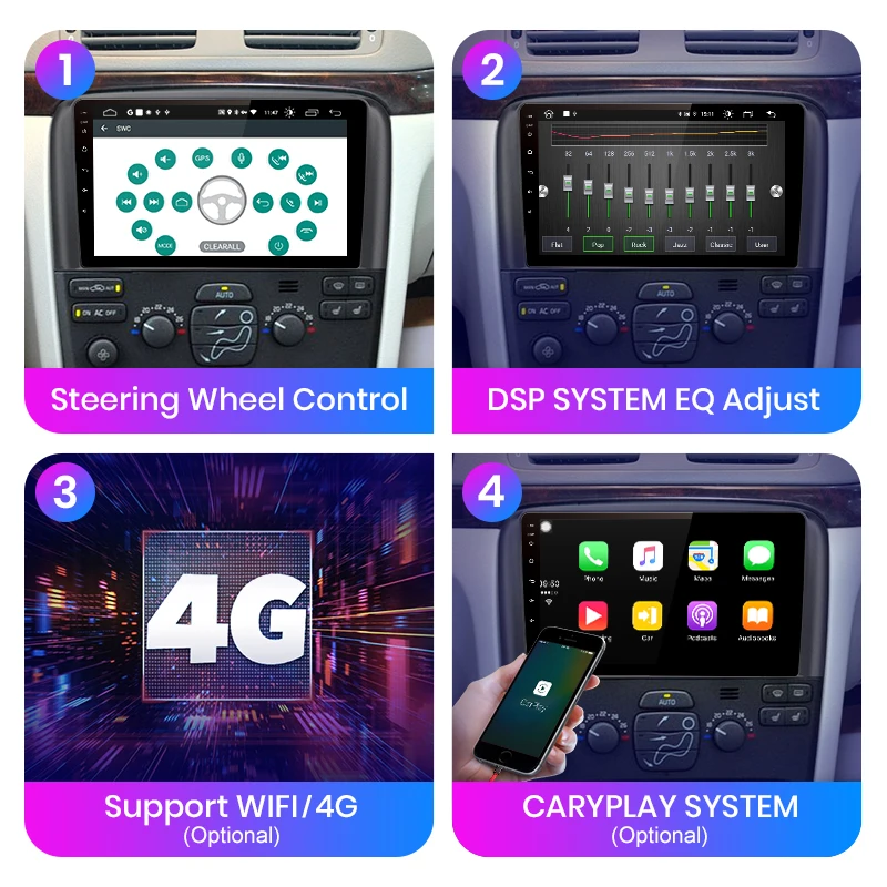 Автомагнитола AWESAFE PX9 для Volvo S80 1998-2006 мультимедийный видеоплеер навигация GPS 2 din