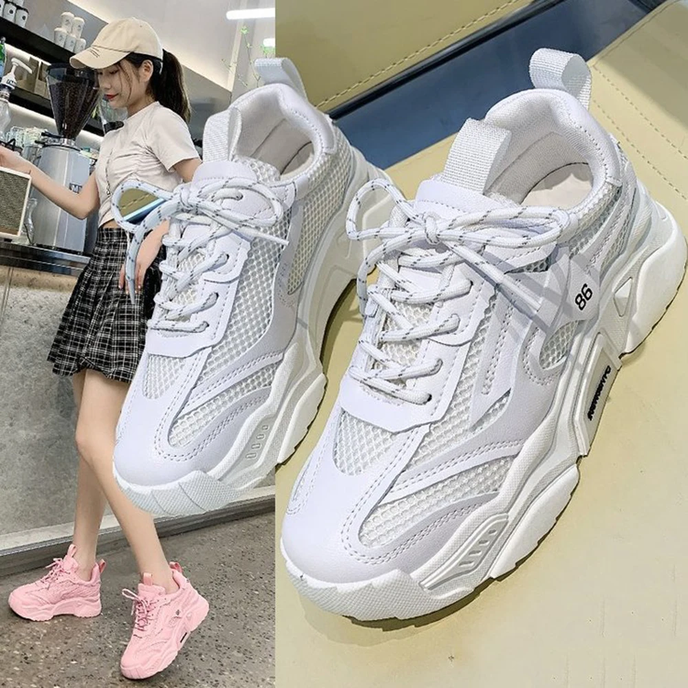 

Candy-colored Mesh Daddy Shoes Casual White Shoes Breathable Thick-soled Sports Running Women's Sneakers