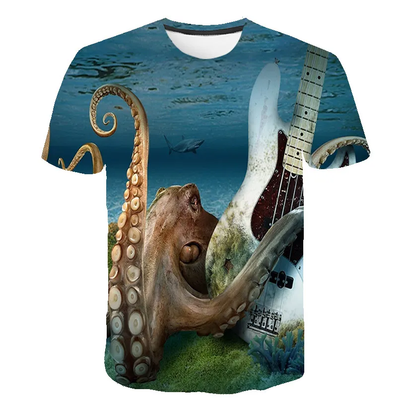 

2021 New Wild Children's Cute Animal Shark T-Shirt 3D Boy and Girl Short-Sleeved Clothing O-Neck Casual Baby Kids Tops