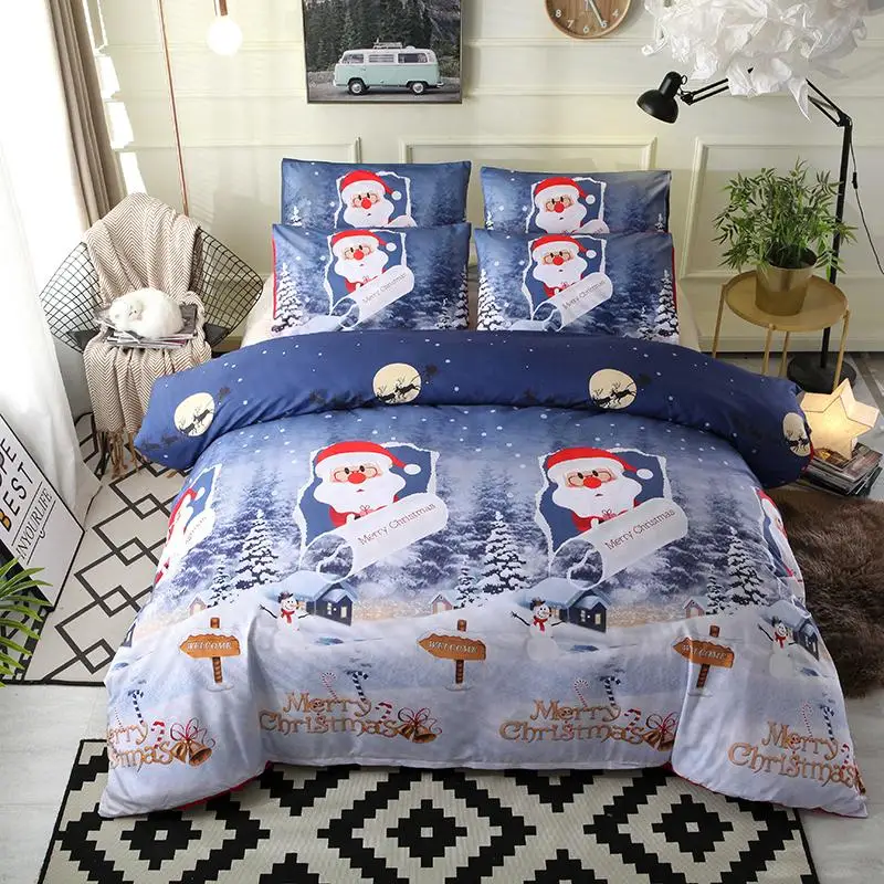 

50 Christmas Bedding Set Printed Duvet Cover King Queen Size Sets Quilt Cover Deer Comforter Covers 3Pcs 260x230
