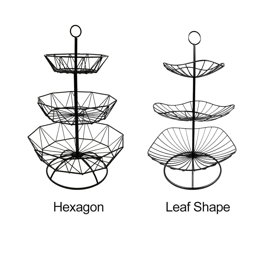 

3-Tier Iron Art Household Storage Plate Living Room Multifunctional Tray Fruit Basket Tableware Kitchen Modern Snacks Dish