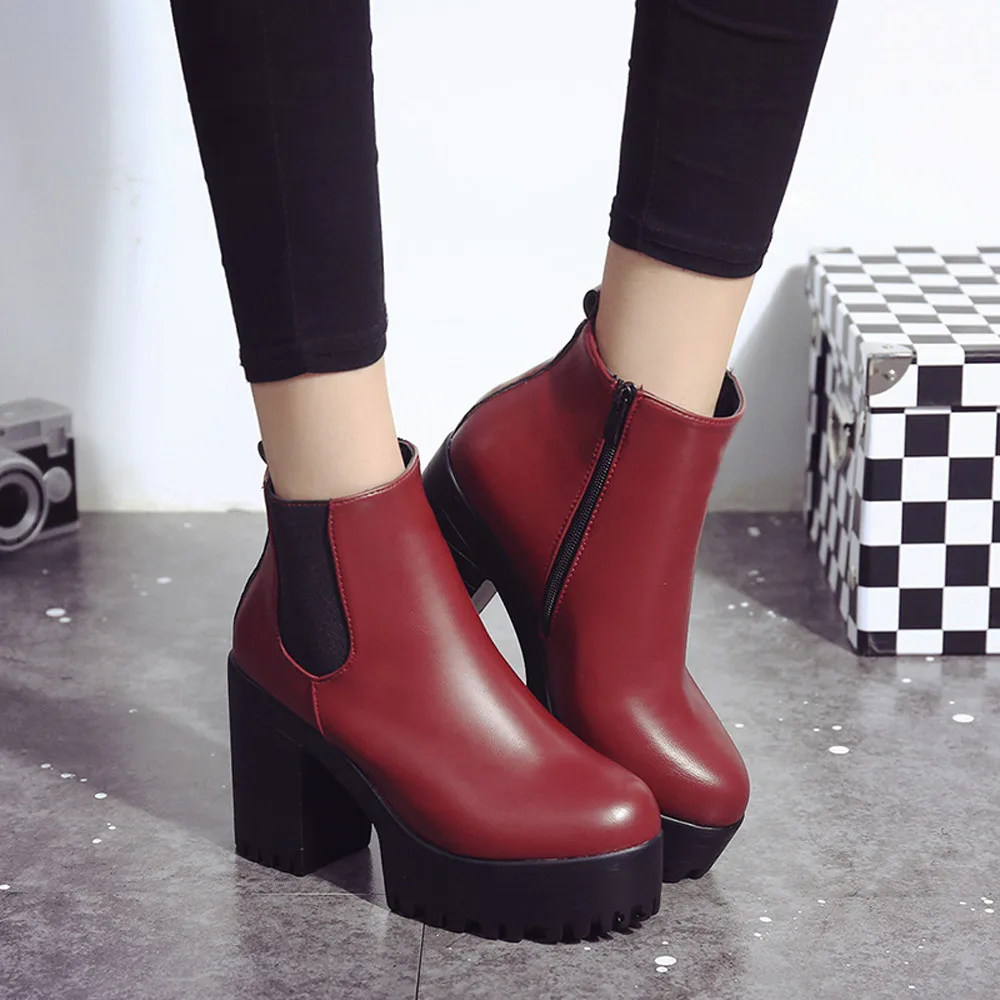 Модные женские сапоги на платформе с квадратным каблуком Zapatos Mujer Сапоги до бедра