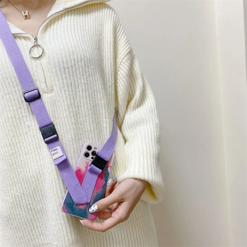 

Liquid Silicone Phone Case for iphone 11 12 pro max xs xr 8 7 Plus 12 mini ink Painting Wristband Diagonal Cover