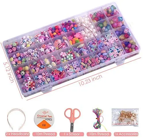 

32 Grid Beads Kit for Jewelry Making Craft for Kids Jewelry Making Kits DIY Beads Set with Accessories for Kids Jewelry Making