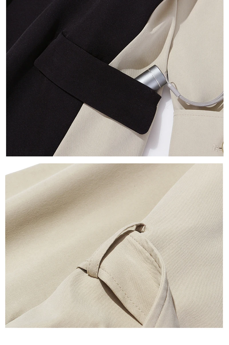 

Loose Fit Windbreaker Fashion Spring Autumn 2021 Women Khaki Big Size Asymmetrical Trench New Lapel Long Sleeve