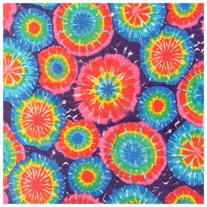 Women Men Boho Tie-Dye Gradient Bandana Head Wrap Rainbow Colorful Swirl Print Square Scarf Hip Hop Street Punk Style Wristband |