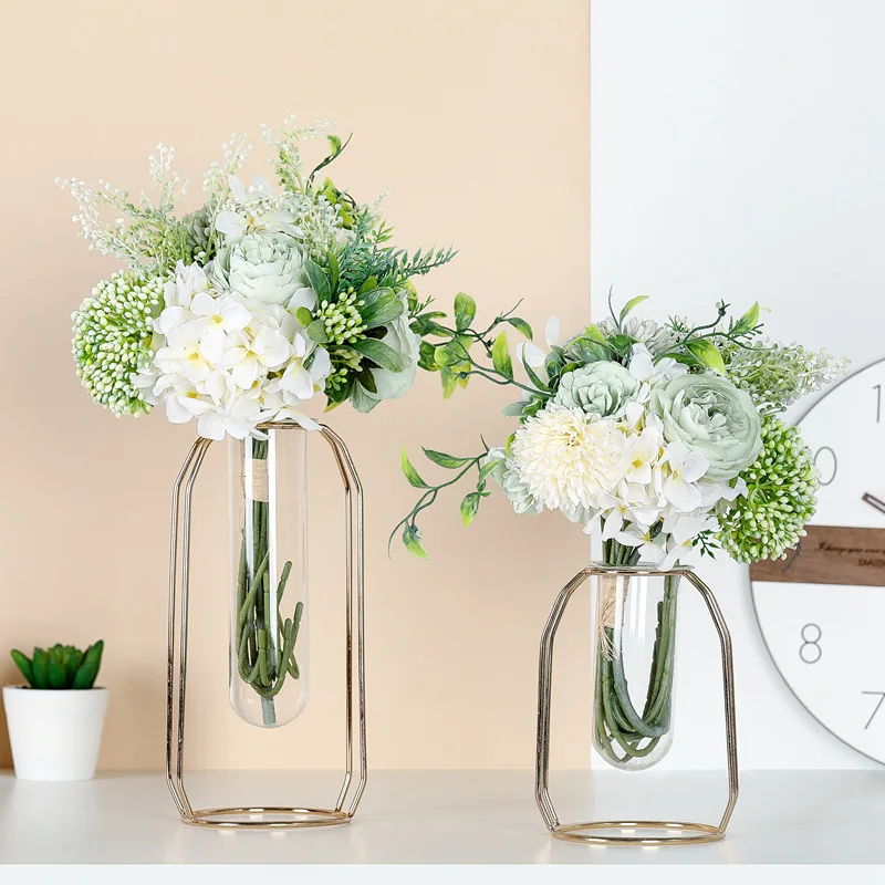 

Artificial Flowers Bridal bouquet Silk Peony mini Wedding Flower Bouquet Hydrangea for Home Party Decoration Indoor
