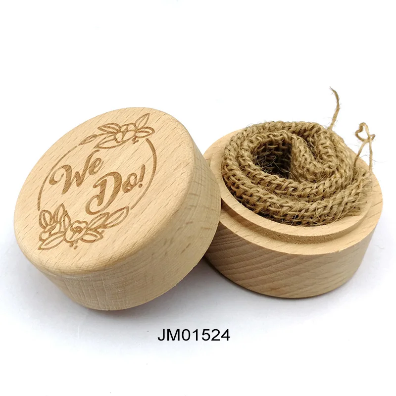 JM01524 DIY ручной работы винтажный свадебный Декор круглые кейсы для хранения бижутерии 5,2*4,2 см ожерелье серьги контейнер 1 шт деревянная коробочка для колец - Цвет: JM01524