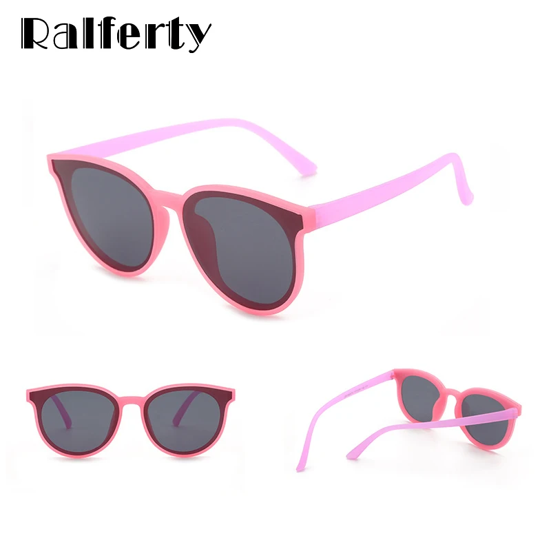 Ralferty Safe Kids Sunglasses Polarized Cat Eye Girl Luxury Designer Pink Sun Glasses 2021 Flexible Modis shadows K18041 | Аксессуары