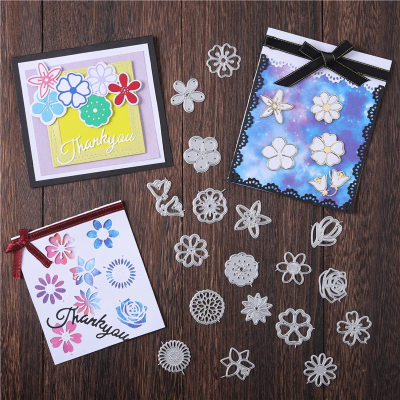 

YaMinSanNiO Multiple Little Flower Floral Metal Cutting Dies Scrapbooking For Making Cards Decorative Embossing Crafts Stencils