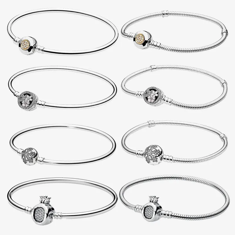 

Браслет из серебра 925 пробы с блестящими снежинками