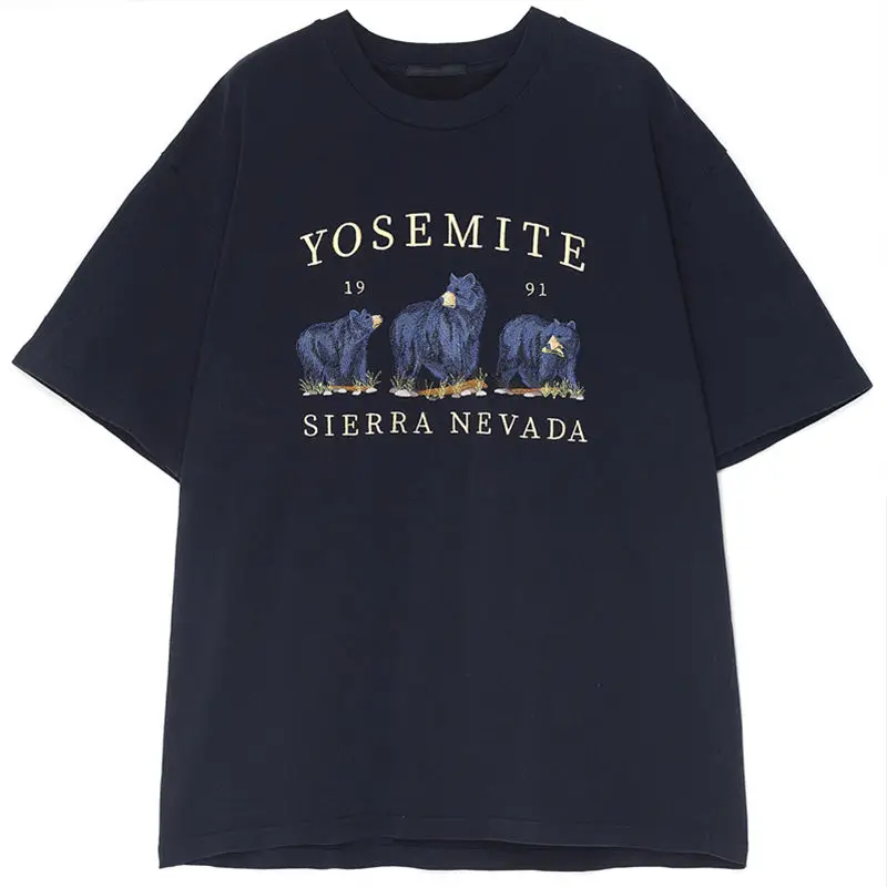 

T Shirt Men Women Oversize Sweatshirt Female Sweat Top Bear Pullover T-shirt Clothes embroidery pattern bm style
