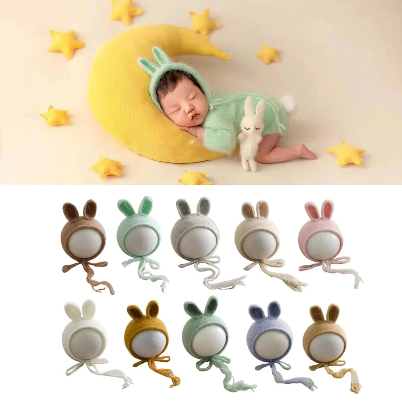 

1 Pc Cute Rabbit Ears Baby Hat Newborn Photography Props Infants Soft Mink Hair Beanies Cap for Photo Shooting