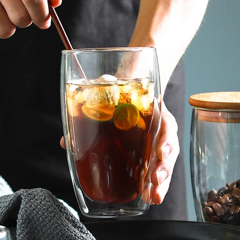 1 шт. стеклянная чашка с двойными стенками кофейная кружка для чая большие