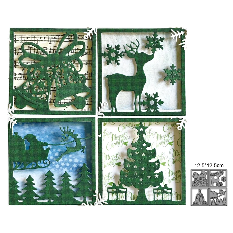 

4pcs Christmas Tree Deer Metal Photo Album Cutting dies Scrapbook Mold Making Greeting Card Craft DIY Art Paper cut die