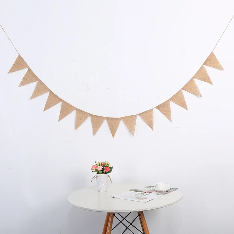 Яркие джутовые льняные флаги 4 м выемка флажки на день рождения баннеры 12 флагов