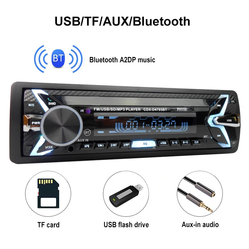 Автомагнитола PHYEE 4785BT съемная стереомагнитола 1 Din с Bluetooth A2DP USB mp3-плеером SD-картой