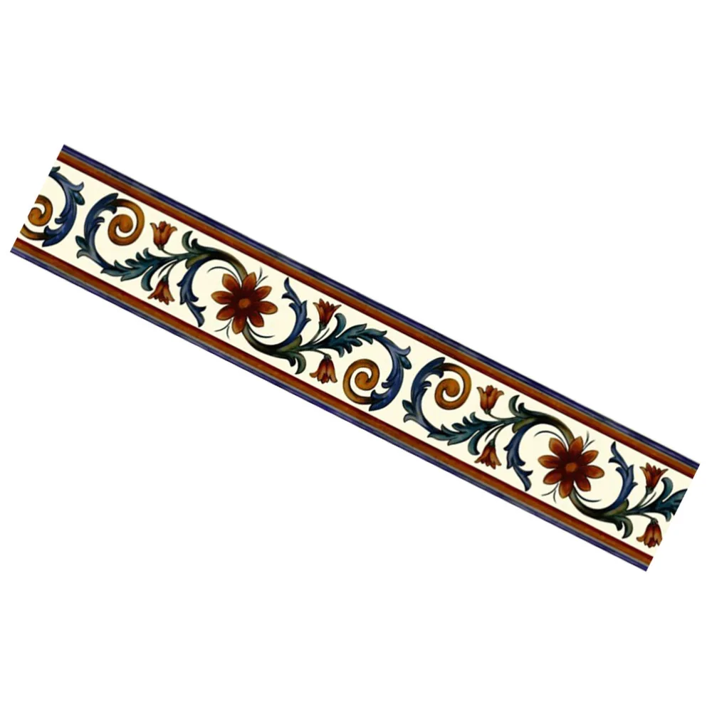 

Wallpaper Border Sticker Flower Pattern Waist Line Wall Sticker Waterproof Self Adhesive PVC Wallpaper Border (10cm x 10m)