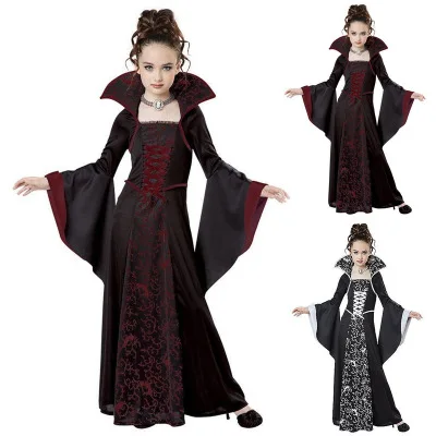 

Childrens's Witch Evil Cosplay Costume for kids Girls Witch Vampire disfraz Halloween mujer Children's clothing For Party