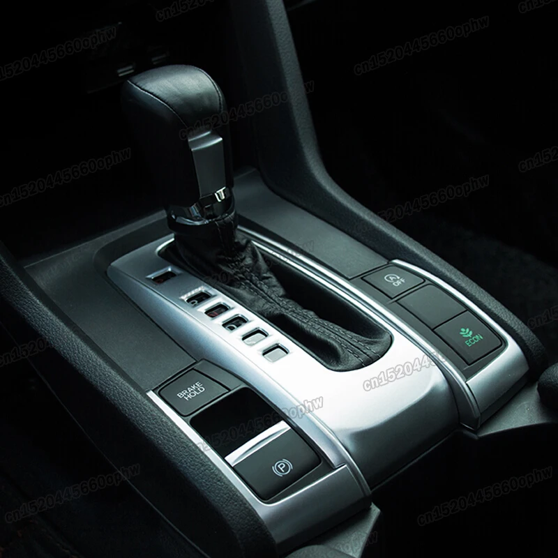 carbon fiber Car Gear shift Panel Chrome Trim for Honda Civic 2016 2017 2018 10th Interior type r Auto Styling 2019 2020 2021 | Автомобили