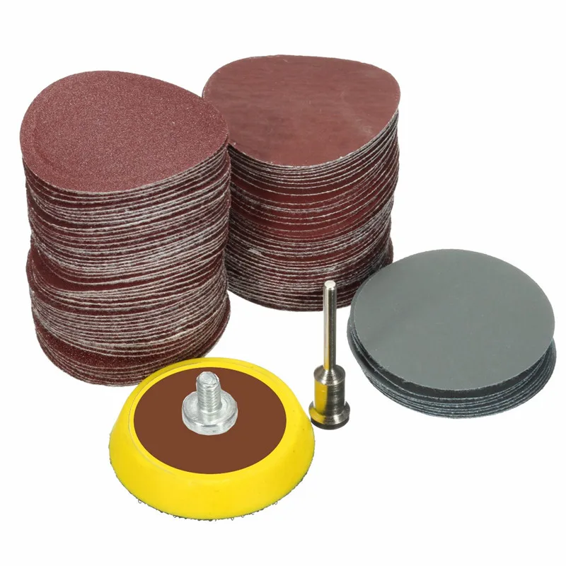 

100pcs 25mm/1inch Sandpaper + 1pcs 1inch Hook Loop Backer Plate 1/8inch Shank + 1pcs Loop Sanding Pad Abrasives Mixed Polishing