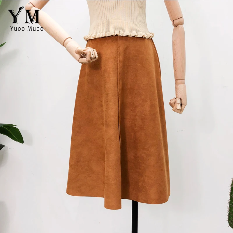 YuooMuoo хорошее качество удобная Осенняя замшевая юбка с высокой талией Женская 2019