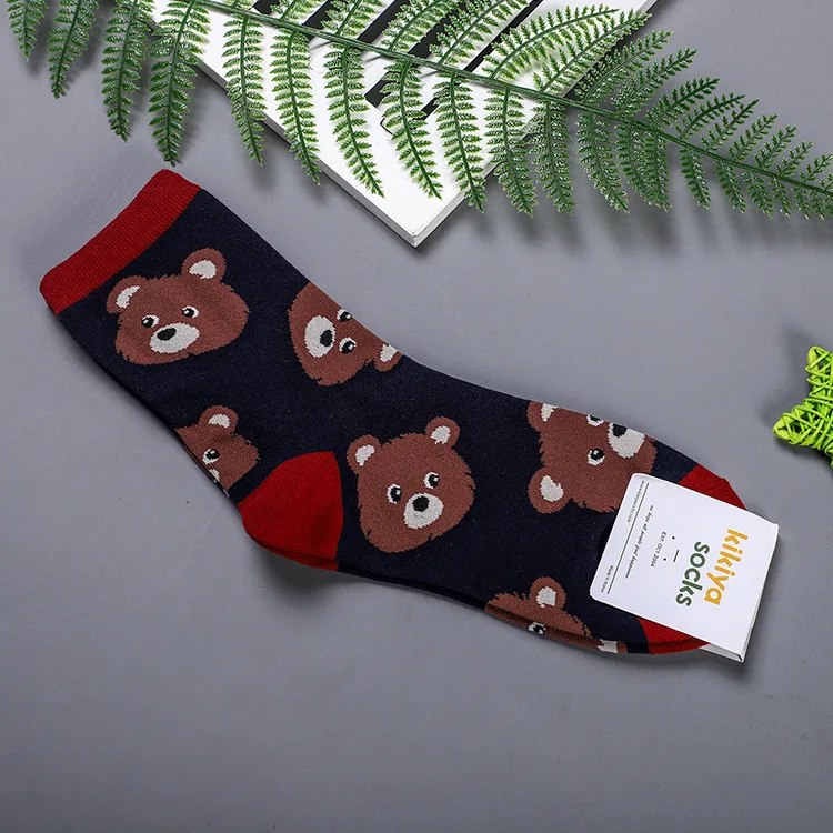 4 Животное панда из мультфильма носки с принтом медведь милые забавные женские хлопковые носки осень зима модные повседневные спортивные корейские дышащие calze - Цвет: 4