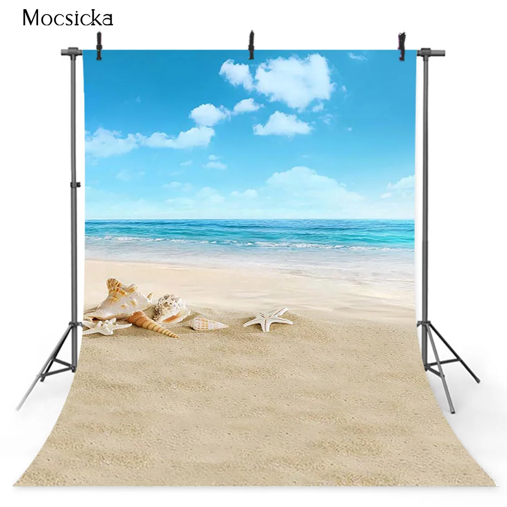 Летние пляжные голубое небо и море загородный стиль для фотостудии пальмовое