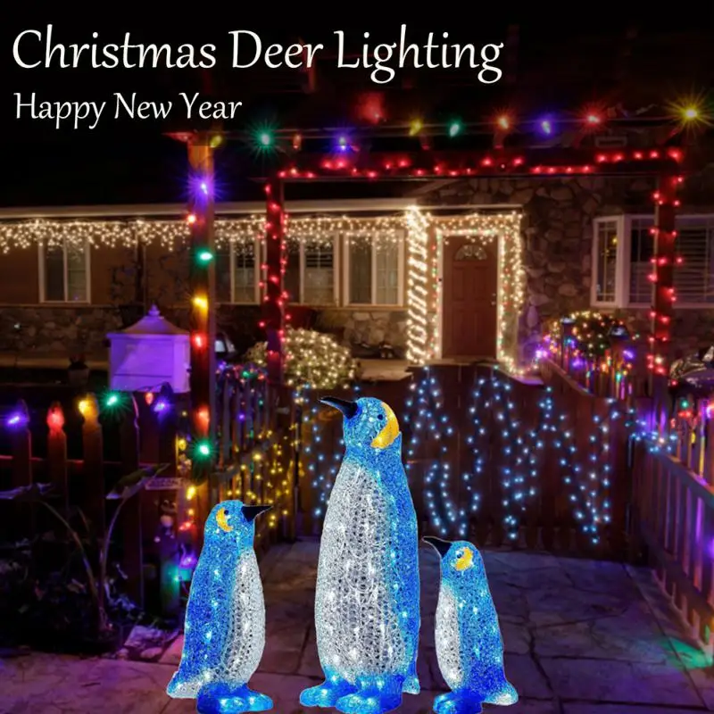 

Acrylic Light-Up Penguin Stand Pile Christmas New Year Party Ornament Garden Outdoor Decoration DIY Sand Table Bedroom