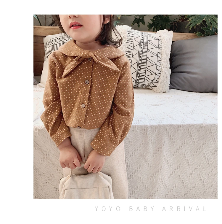 Рубашка для девочек Новая детская одежда на весну и осень куртка с бантом рубашка