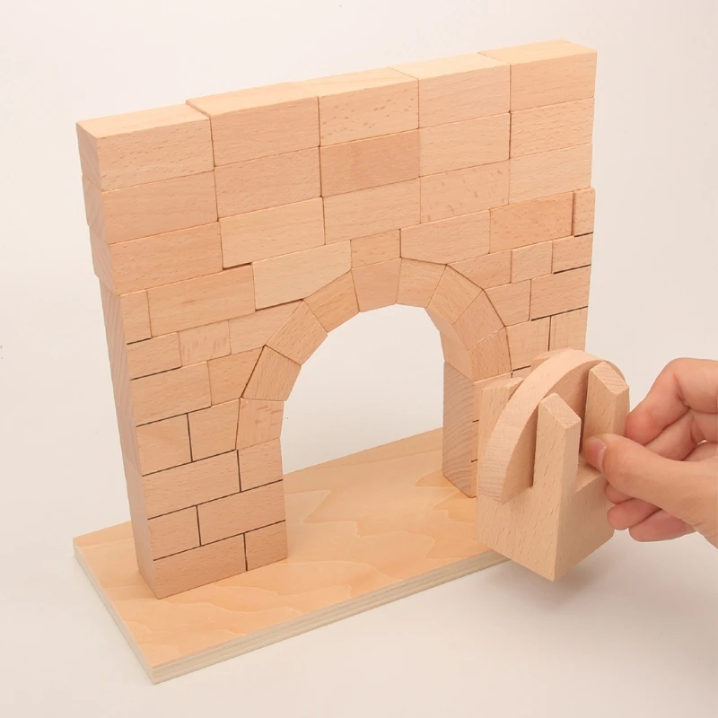 

H3CD 1Set Interactive Wooden Roman Arch Bridge Stacking Block Toy Stimulation Blocks Tumble Game Stacking Block Wooden Block