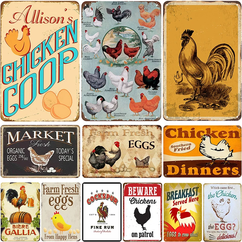 

Chicken Plaque Metal Vintage Tin Sign Pin Up Shabby Chic Decor Metal Signs Vintage Bar Decoration Metal Poster Pub Metal Plate