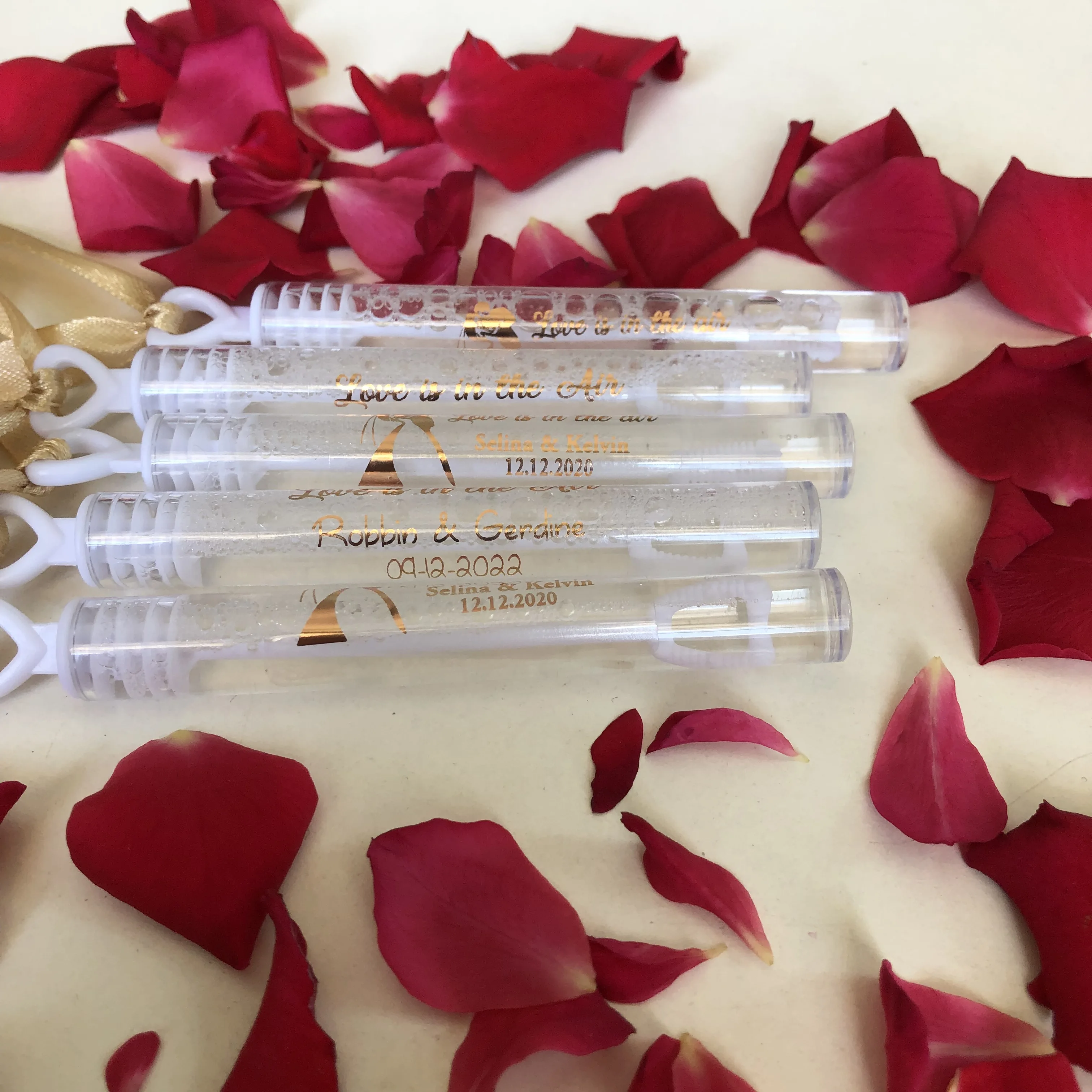 60 Персонализированная розовая Золотая именная наклейка Свадебные пузырьки