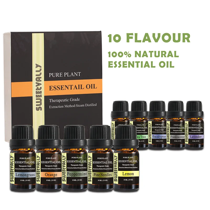 Sweetvally 10 шт. эфирные наборы масел лимонный розмарин Ароматерапия массаж спа ванна