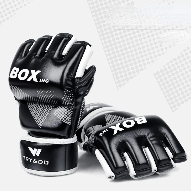 Kick Boxing Gloves Leather Everlast Black Mma Fight Wraps Boxing Gloves Men Guantes De Boxeo Taekwondo Equipment YD50ST