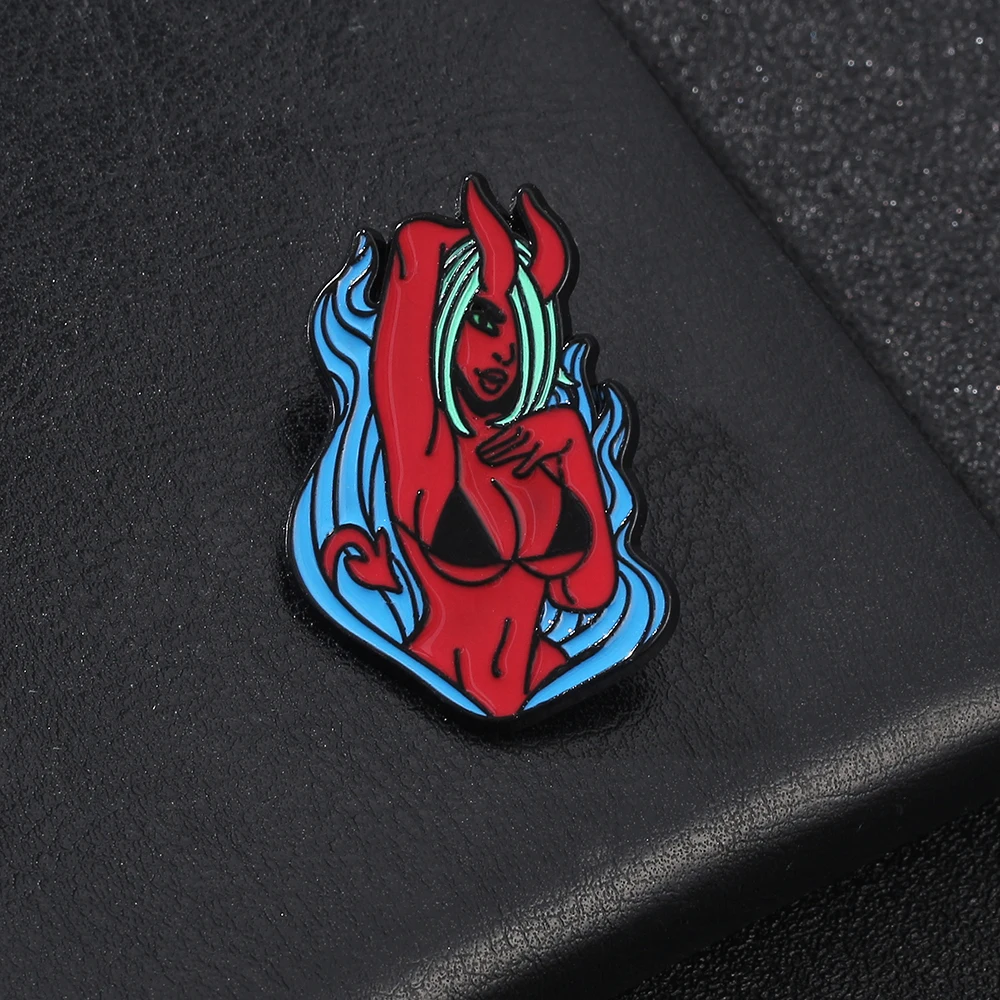 Эмалированная Заколка-значок с эмалью в виде девушки-демона и экчи