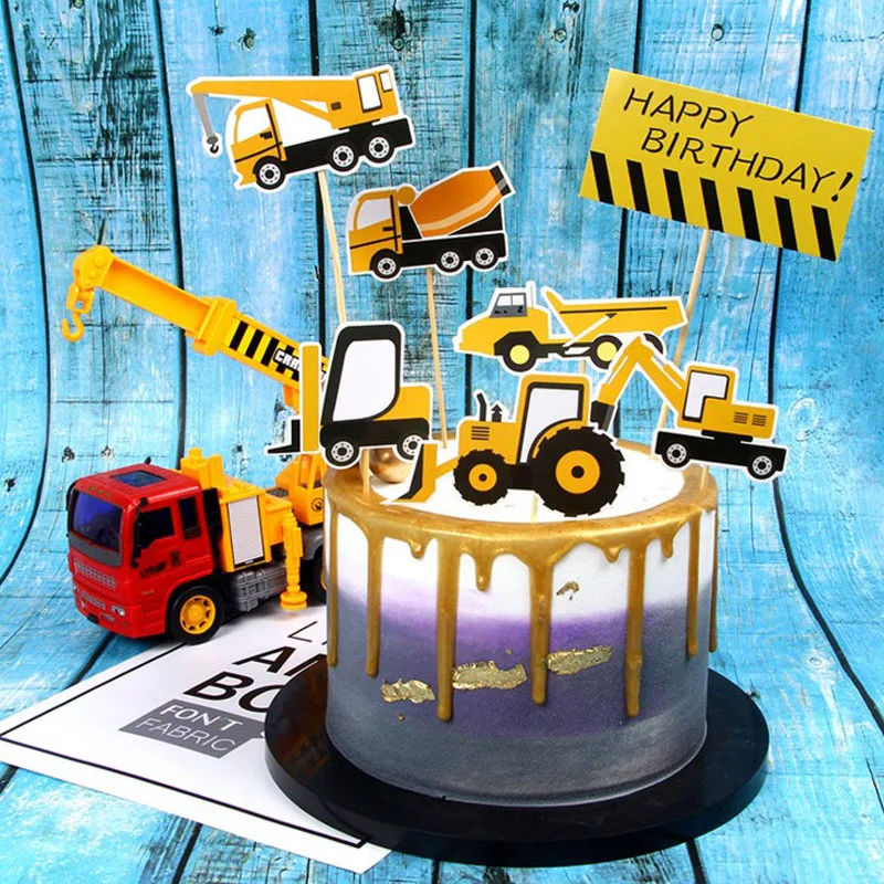 1 комплект направляющих для строительных автомобилей Топпер кексов украшения