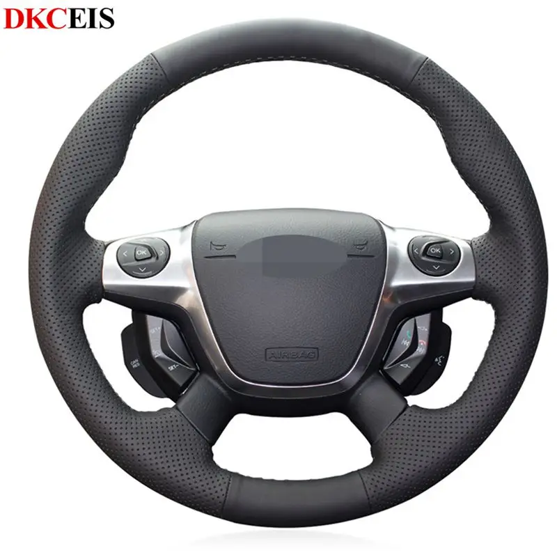 Чехол для руля Ford Focus 3 черный мягкий чехол из искусственной кожи 2012-2014 C-MAX 2011-2018 KUGA