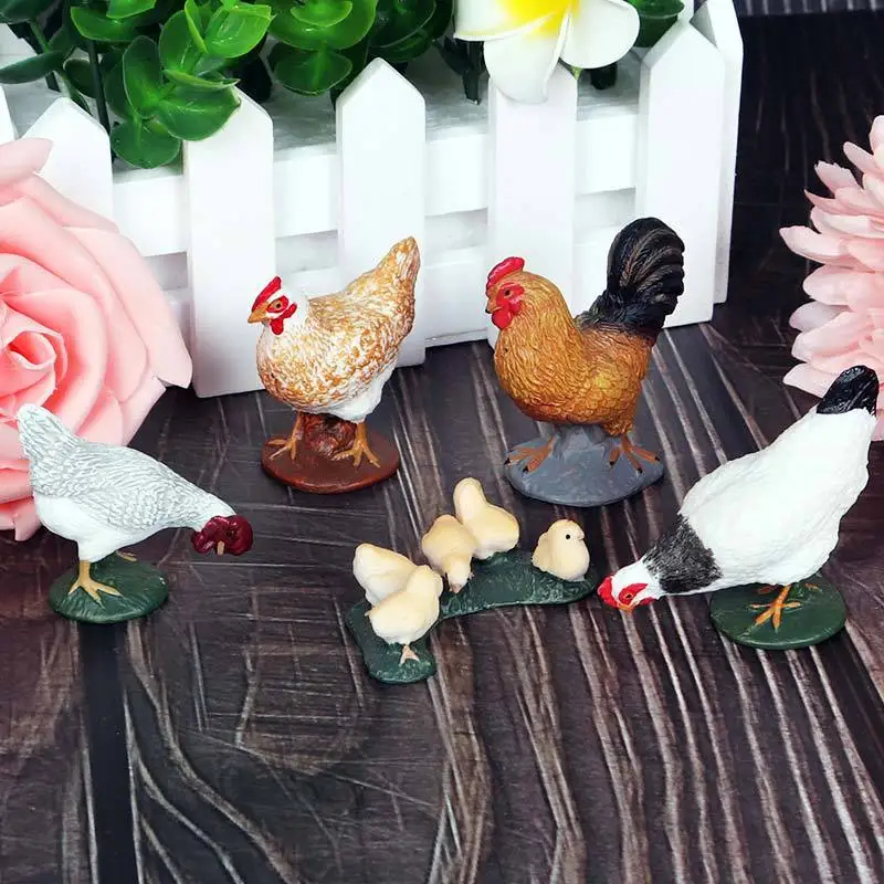 

Solid Simulation Wild Animals And Poultry Chicken Ducks Goose Model Bull Cow Set Combination Figure Toy