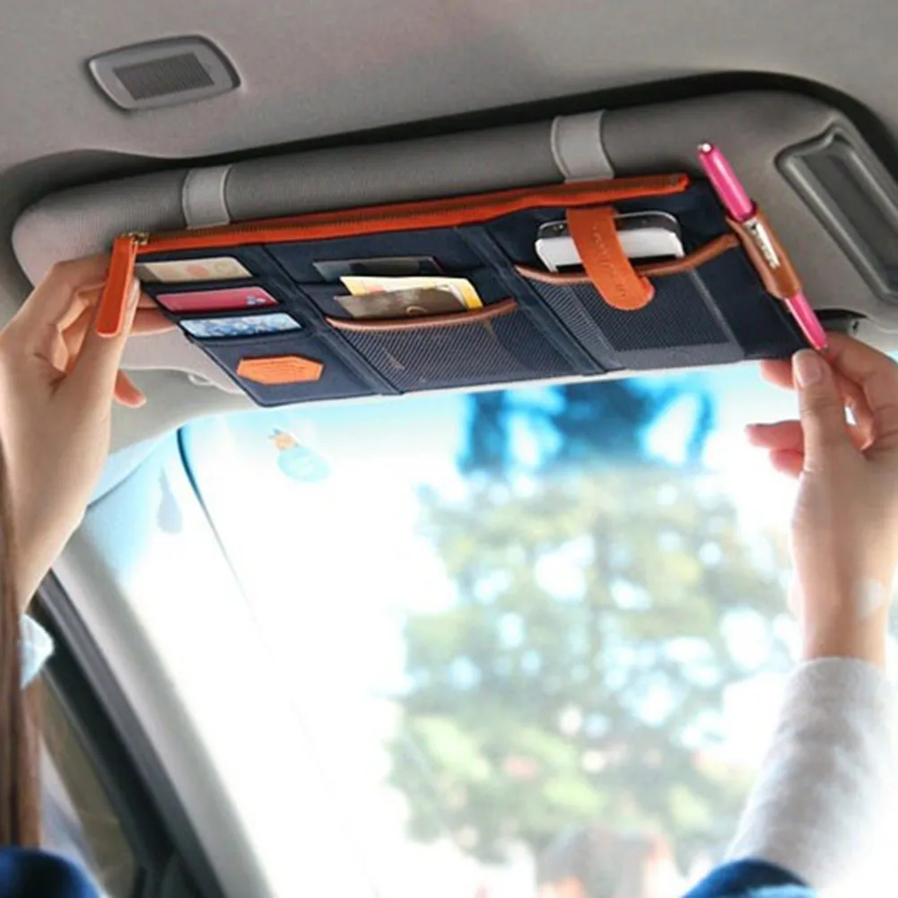 

Car Auto Sun Visor Point Pocket Organizer Pouch Bag Card Glasses Storage Holder Car-styling IC Card Holder Sunshade Bag