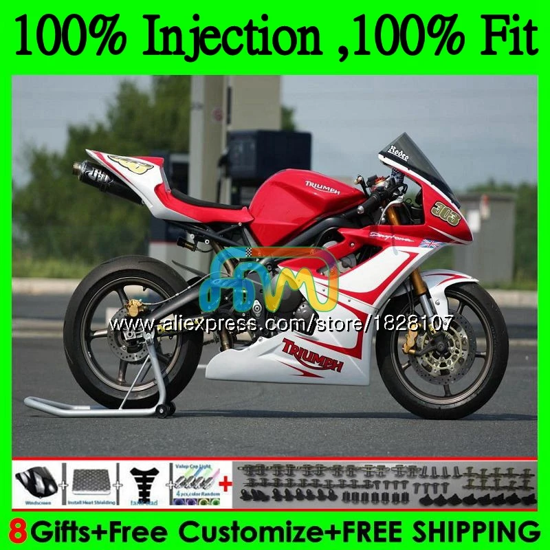 

OEM Body For Triumph Daytona 675 02 03 04 05 06 07 08 76BS.34 Daytona675 2002 2003 2004 Red white 2005 2006 2007 2008 Fairing