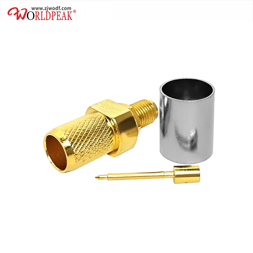 Позолоченный прямой обжимной коаксиальный разъем RP sma для кабеля RG11 10 шт. - купить