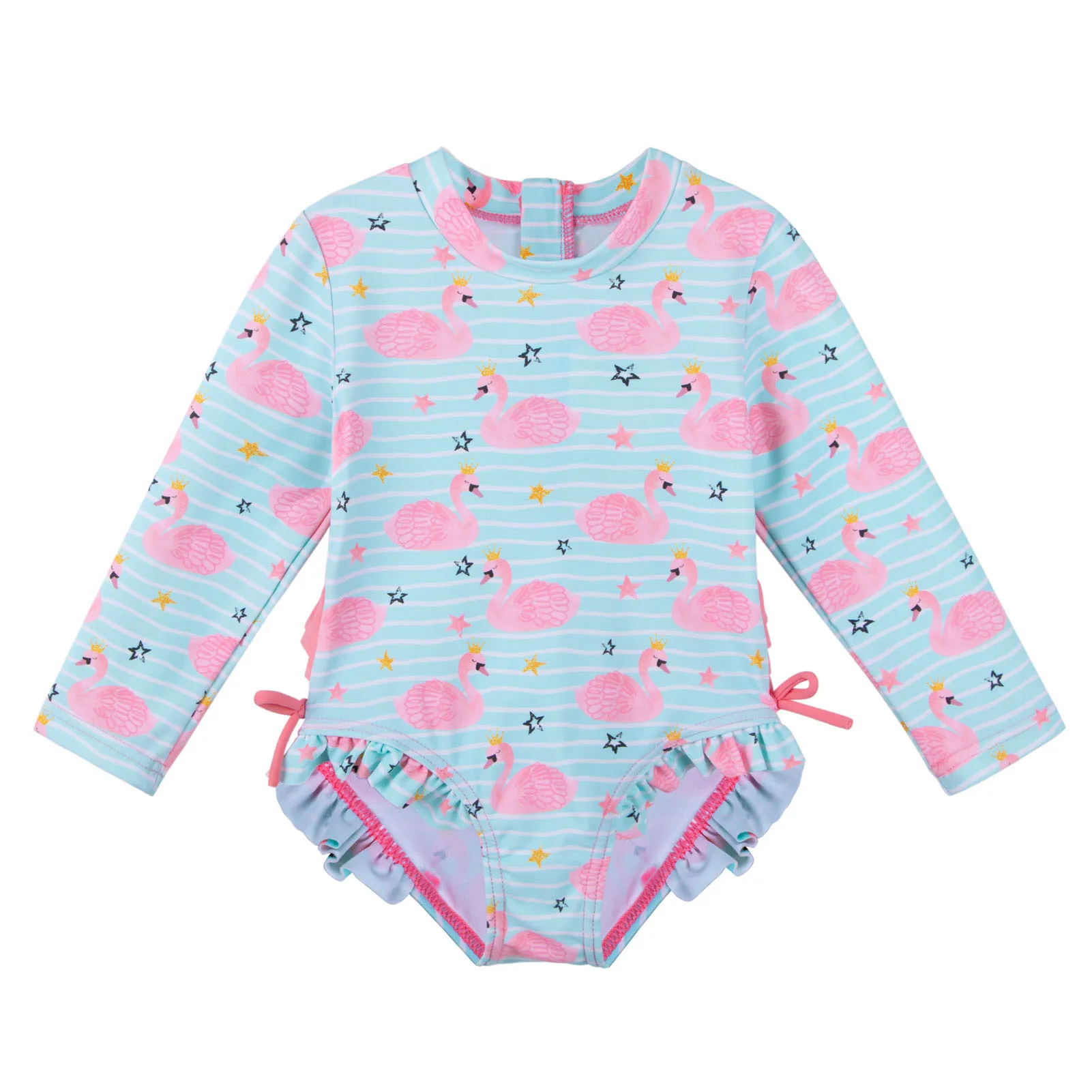 Слитный купальник BAOHULU с принтом лебедя для маленьких девочек купальный костюм