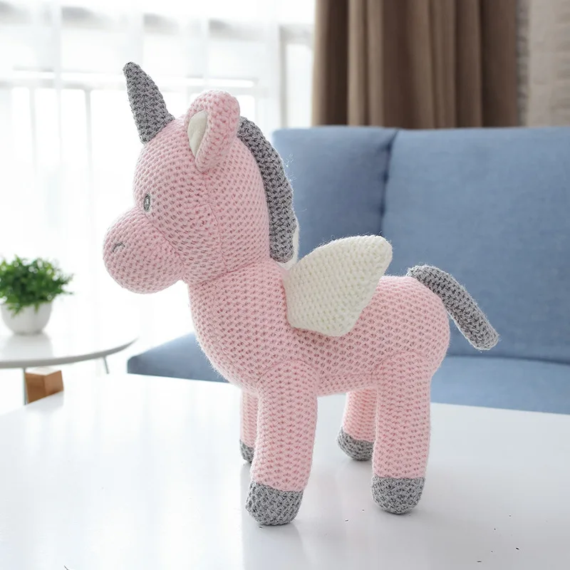 

23cm Elephant Plush Toy Kawaii Knitting Animal Stuffed Toy Cute Rabbit Unicorn Elephant Dinosaur Horse Bear Plush Toy