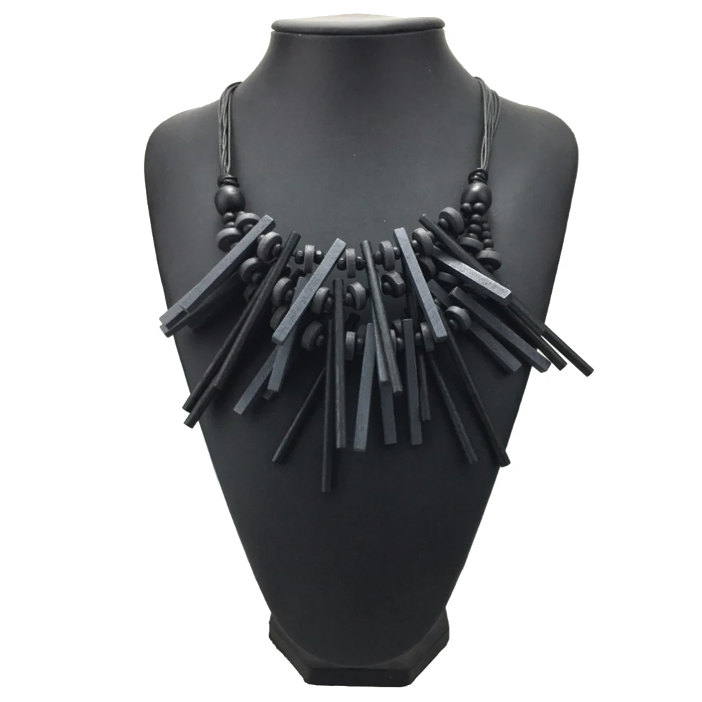 Женское Ожерелье с деревянными бусинами массивное ожерелье чокер на цепочке