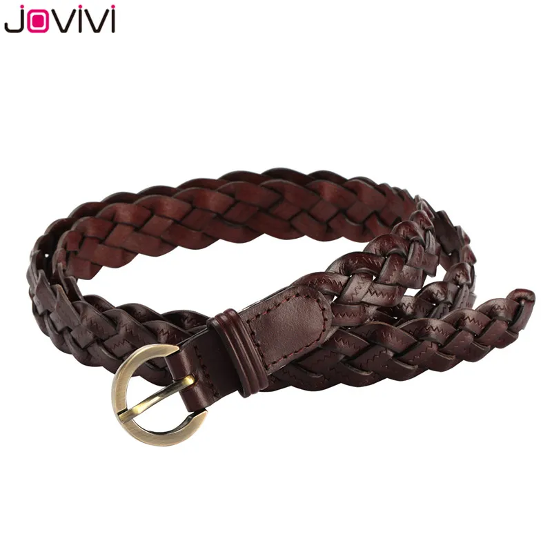 Jovivi 1x пояса из натуральной кожи женские плетеные ремни из воловьей кожи тонкие женские ремни для женщин джинсовое платье модный ремень подарок на день рождения