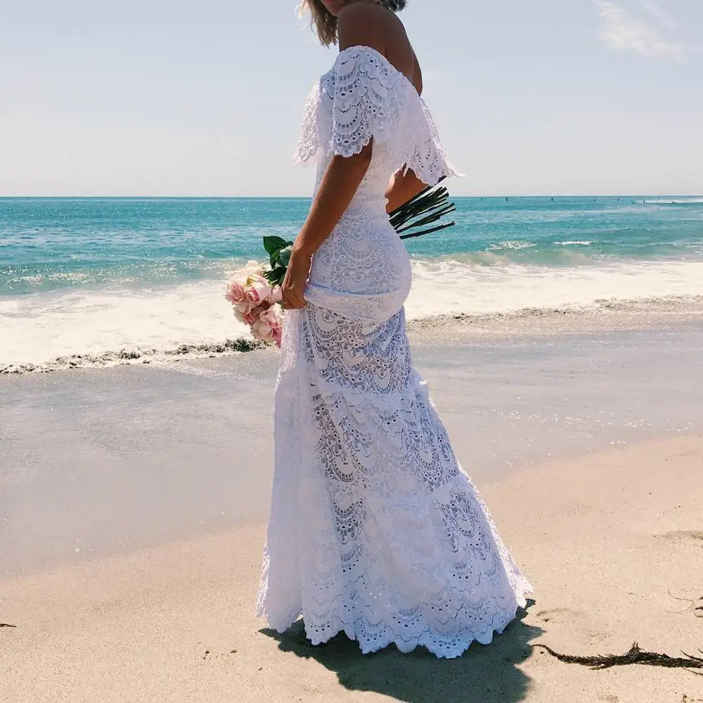 

Linglewei New Spring and Summer Women's Dress New style beach dress popular sexy lace Shoulder Beach dress