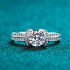 Женское кольцо inbeaut из серебра 925 пробы с отличной огранкой 1 ct VVS1 Moissanite