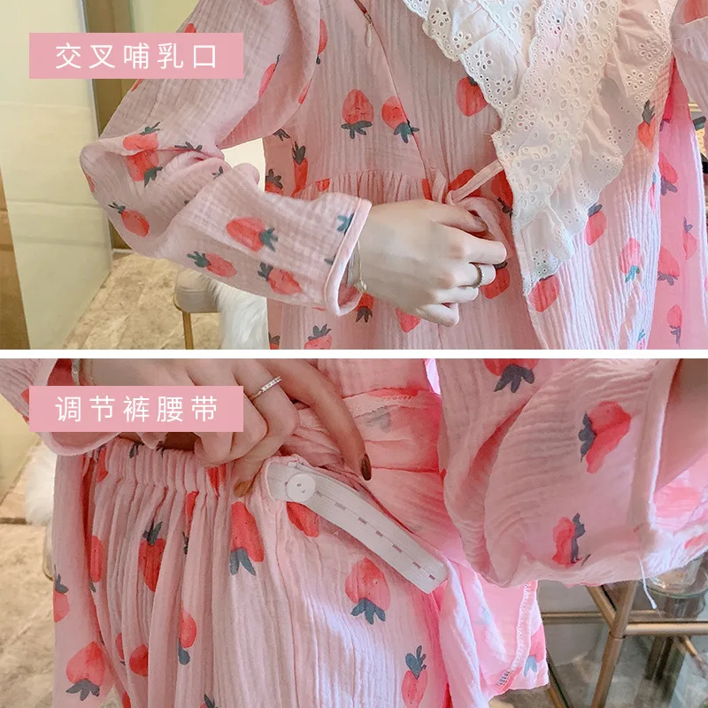 2021 беременных уход за матерью пижамный комплект с длинным рукавом и v образным